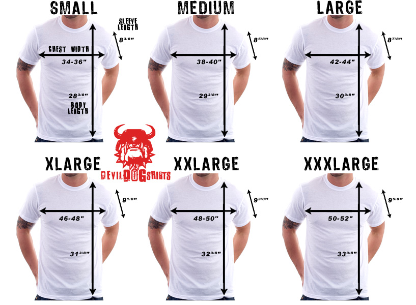 Shirt Design Sizing Chart