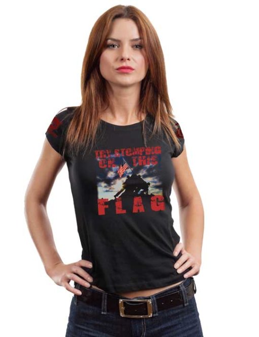Try Stomping on this Flag Marine Corps Women's Shirt