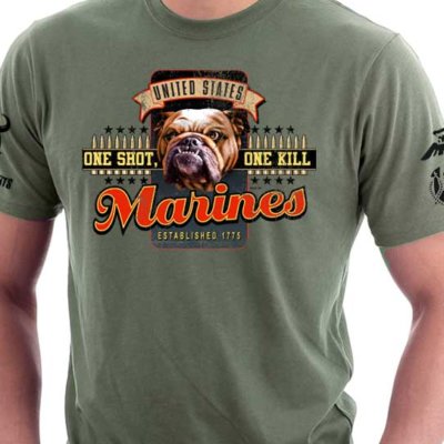 US Marine One Shot One Kill Bulldog Shirt