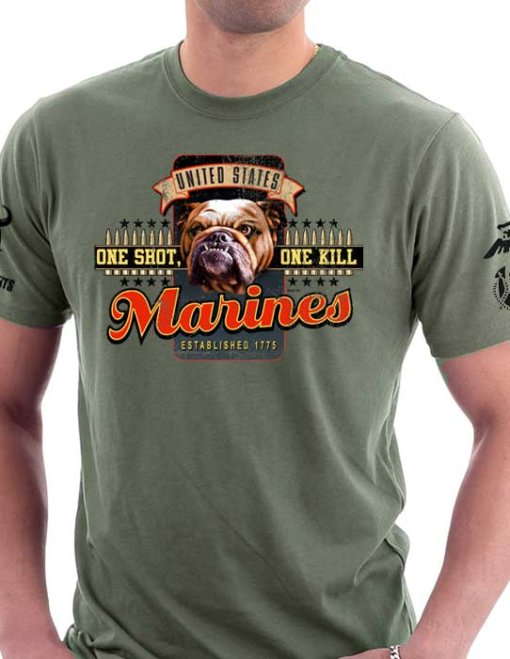 US Marine One Shot One Kill Bulldog Shirt