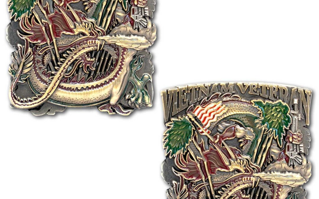 Vietnam Veteran Ribbon Dragon M16 Collectible Challenge Coin