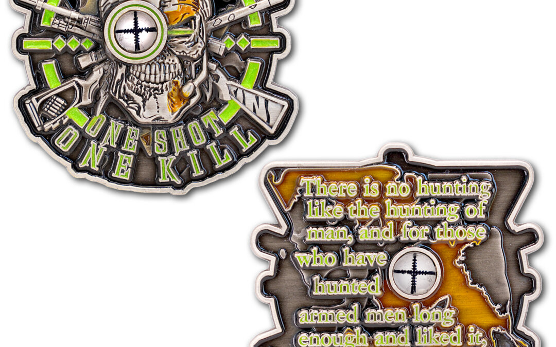 Sniper One Shot One Kill Veteran Glow in the Dark Collectible Challenge Coin