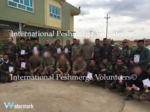 A graduated class of combat lifesavers. Instructed by members of the International Peshmerga Volunteers