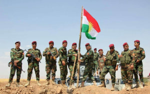 Peshmerga Stand Beside the Kurdish National Flag USMC Boonie Hat Marine Veteran Hat