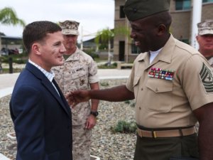 Sgt Maj Ronald Green meets Medal of Honor recipient Kyle Carpenter