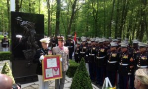 Marines and the Marine Corps Association visits Memorial at Belleau Wood USMC Retired Hats
