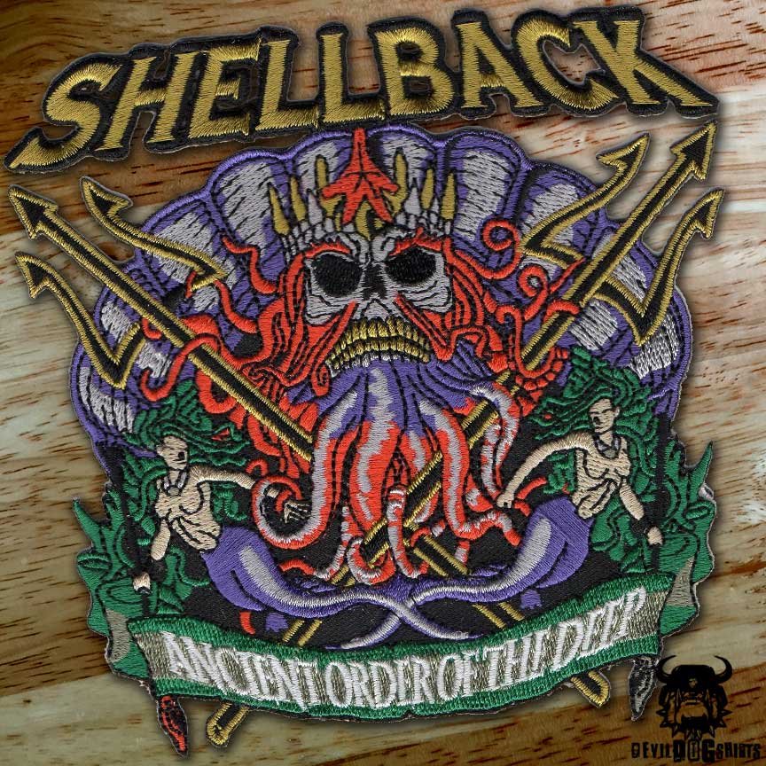 US NAVY SHELLBACK ANCIENT ORDER OF THE DEEP PATCH MEASURES 4 1/2 X 3 1/4 INCHES 