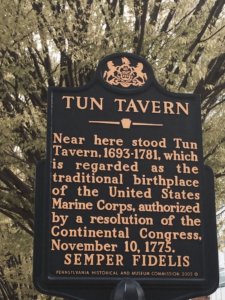 Tun Tavern Sign over original site