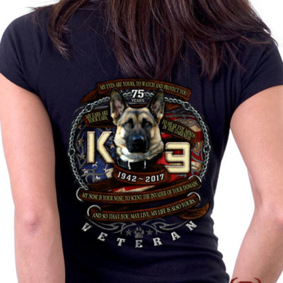 K9 Veteran 75th Anniversary Marine Corps Shirt for Ladies