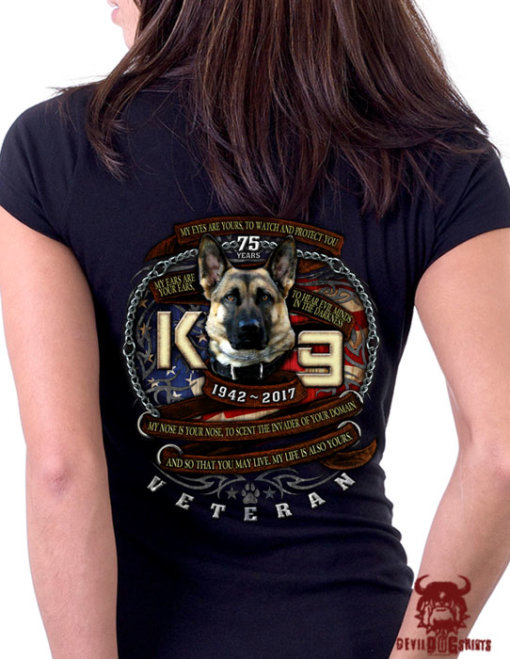 K9 Veteran 75th Anniversary Marine Corps Shirt for Ladies