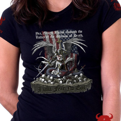Psalm 23 Fear no Evil Marine Corps Shirt for Ladies