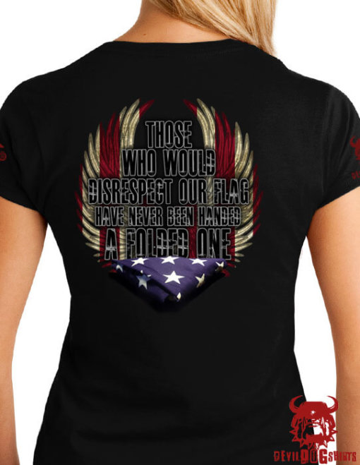 Folded Flag Memorial Marine Corps Shirt for Ladies