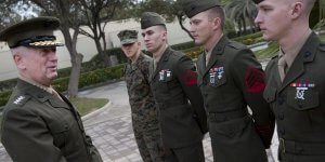 General Mattis Talks to Junior Marines USMC Polos Marine Shirts