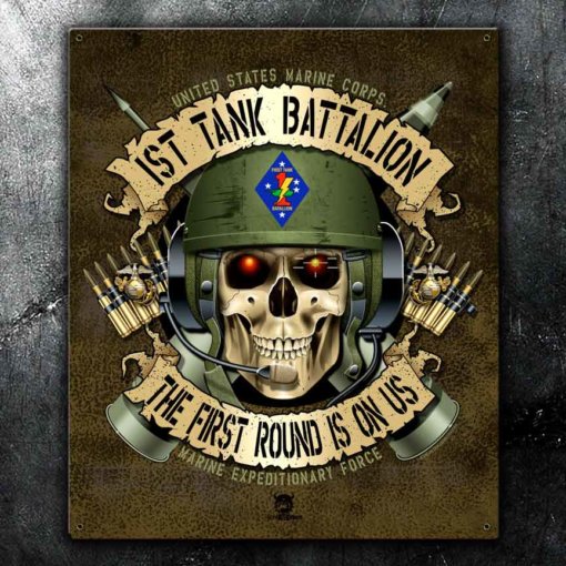 USMC 1st Tank Battalion Vintage Sign