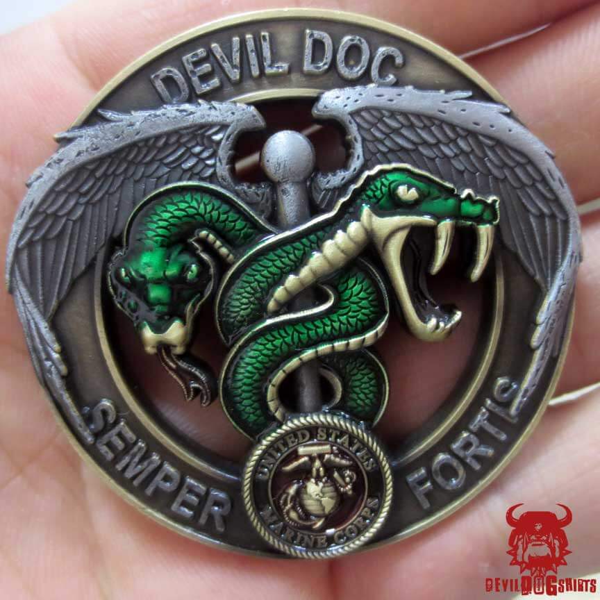 USMC Devil Doc Blue-Side/Green-Side Flip Coin