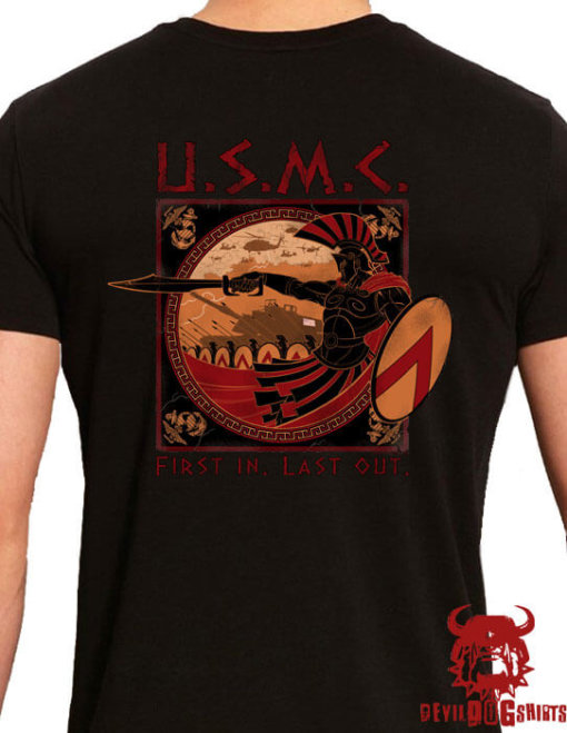 USMC Spartan First In Last Out Battle Tank Shirt