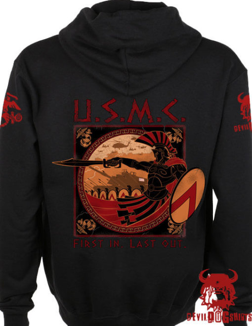 USMC Spartan First In Last Out Battle Tank Hoodie