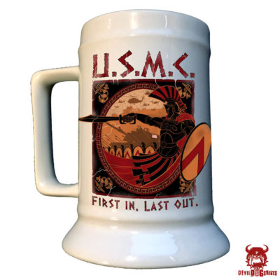 USMC Spartan First In Last Out Battle Tank Large Stein