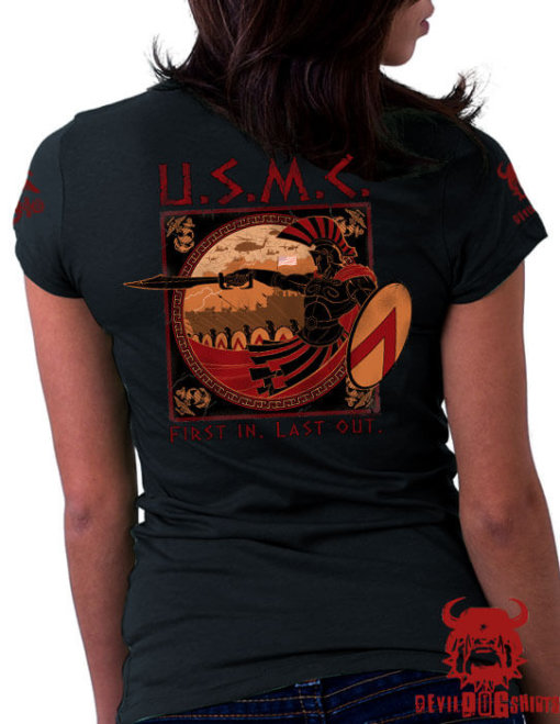 USMC Spartan First In Last Out MEU Expeditionary Ladies Shirt