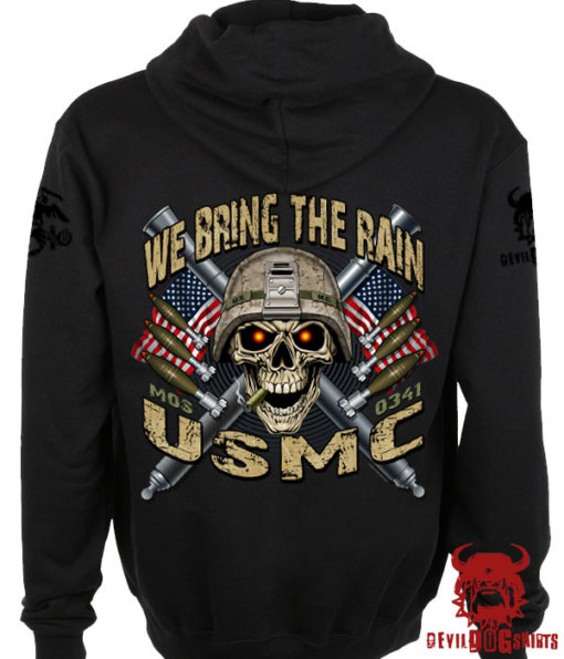 USMC Mortarman We Bring the Rain Marine Corps Hoodie