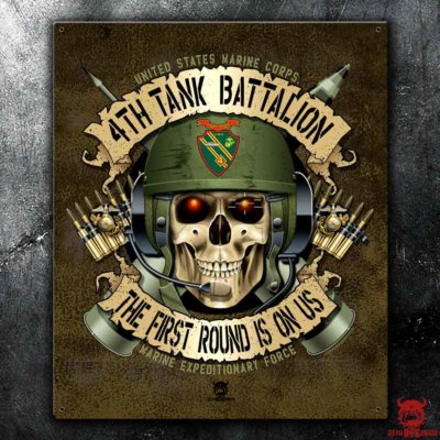 4th Tank Battalion Marine Corps Vintage Sign