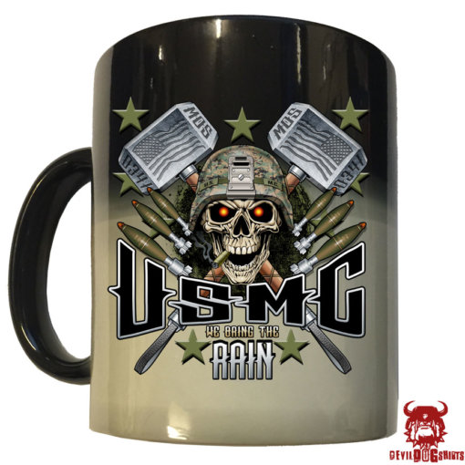 USMC 0341 Mortarman We Bring the Rain Marine Corps Heat Activated Coffee Mug