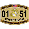 U.S.M.C 0151 MOS Administrative Clerk Marine Corps Decal