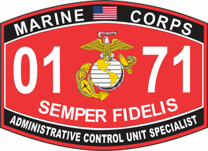 U.S.M.C 0171 MOS Administrative Control Unit Specialist Marine Corps Decal