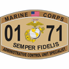 U.S.M.C 0171 MOS Administrative Control Unit Specialist Marine Corps Decal