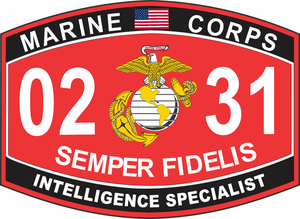 U.S.M.C 0231 MOS Intelligence Specialist Marine Corps Decal