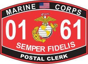 U.S.M.C 0161 MOS Postal Clerk Marine Corps Decal
