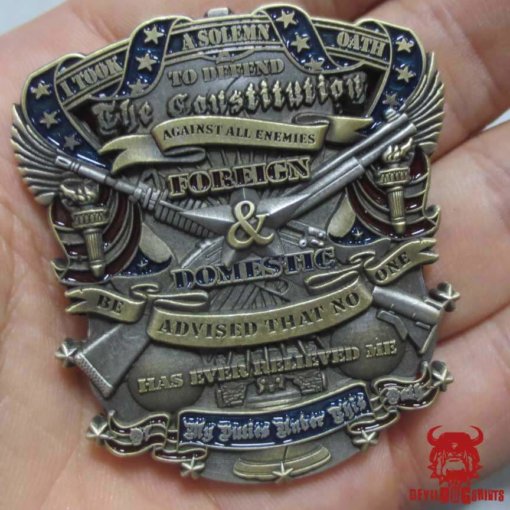 US Constitution Oath Marine Corps Custom Engraved Challenge Coin