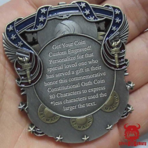 US Constitution Oath Marine Corps Custom Engraved Challenge Coin