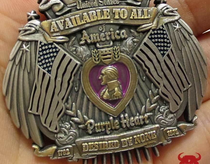 Purple Heart Challenge Coin Custom Engraved