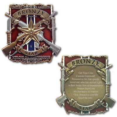 Bronze Star Military Medal Veteran Custom Engraved Collectible Challenge Coin