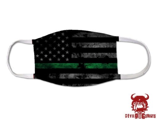 Thin Green Line Military USMC Marine Corps Covid Mask