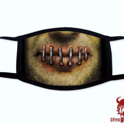 Stapled Mouth Male Halloween Covid Mask