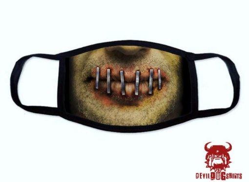 Stapled Mouth Male Halloween Covid Mask