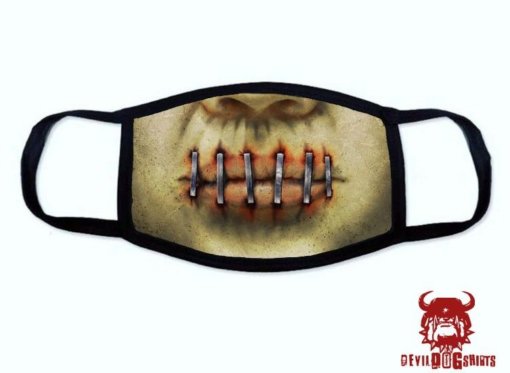 Stapled Mouth Female Halloween Covid Mask
