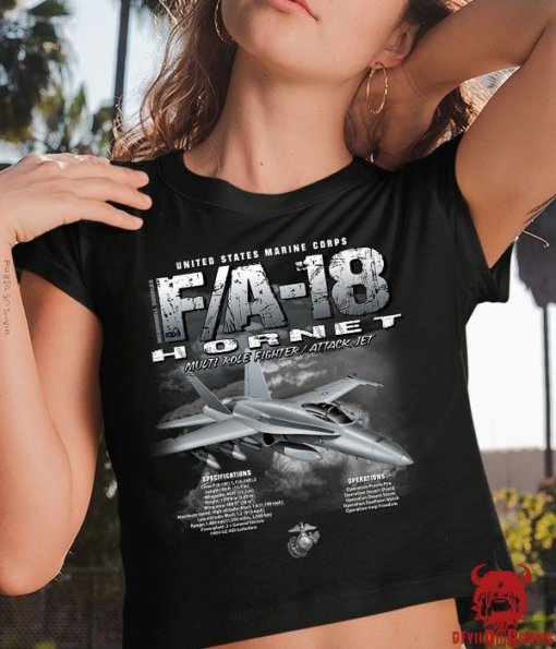 F18 Hornet Fighter Marine Corps Shirt For Ladies