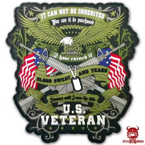 US Veteran Blood Sweat Tears Patriotic Military Morale PVC Patch