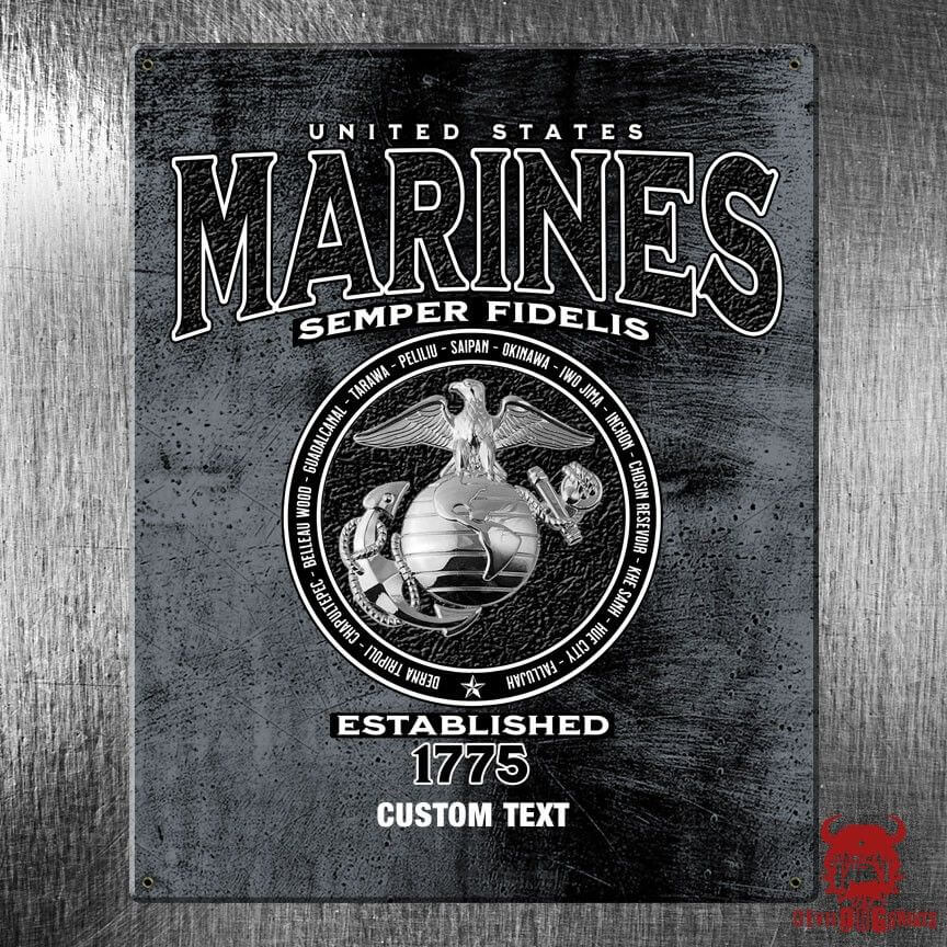 USMC Tribute Wars Battles Marine Corps Vintage Sign