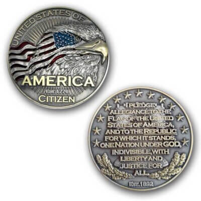 USA United States of America Citizen Pledge of Allegiance Collectible Coin