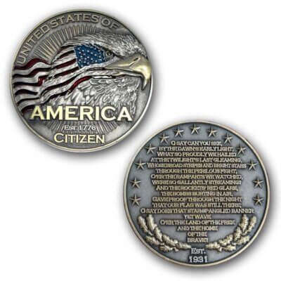 USA United States of America Citizen National Anthem Collectible Coin