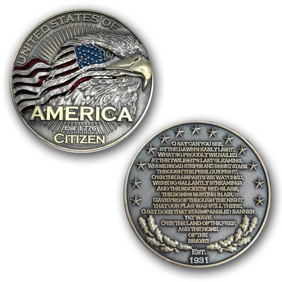 USA United States of America Citizen National Anthem Collectible Coin