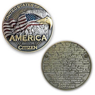US Citizen Declaration of Independence Patriot Collectible Challenge Coin