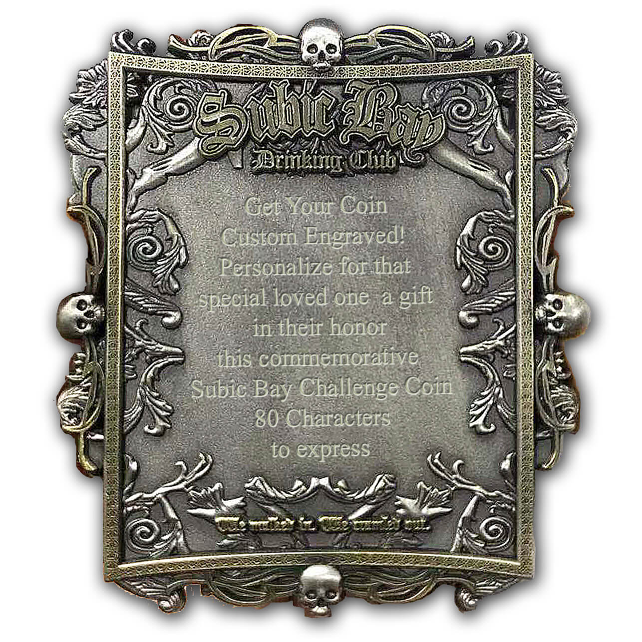 Subic Bay Drinking Club Veteran US Military Custom Engraved Collectible Challenge Coin