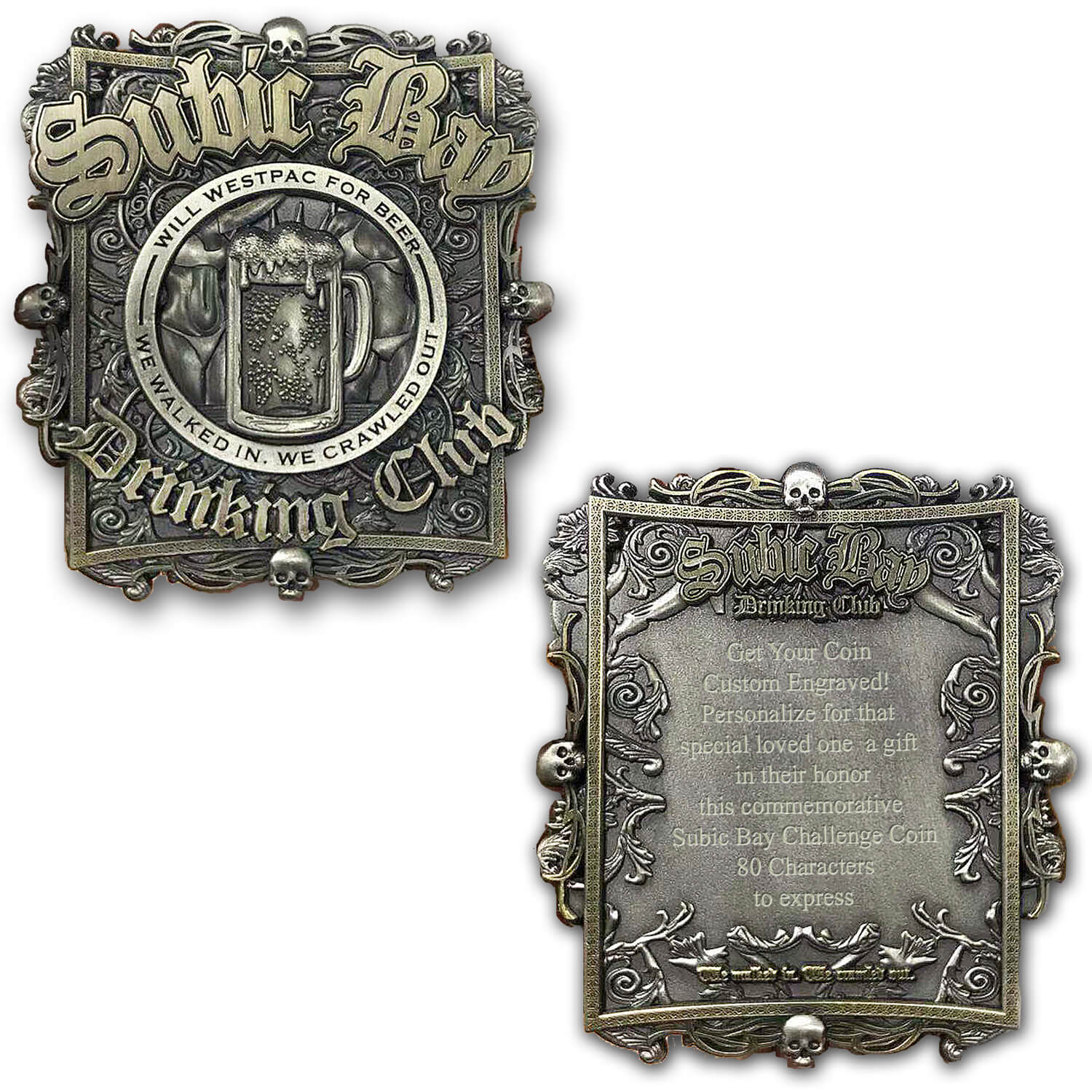 Subic Bay Drinking Club Veteran US Military Custom Engraved Collectible Challenge Coin