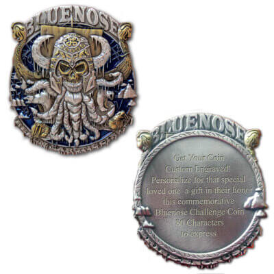 Blue Nose US Devil Dog Veteran Custom Engraved Collectible Challenge Coin