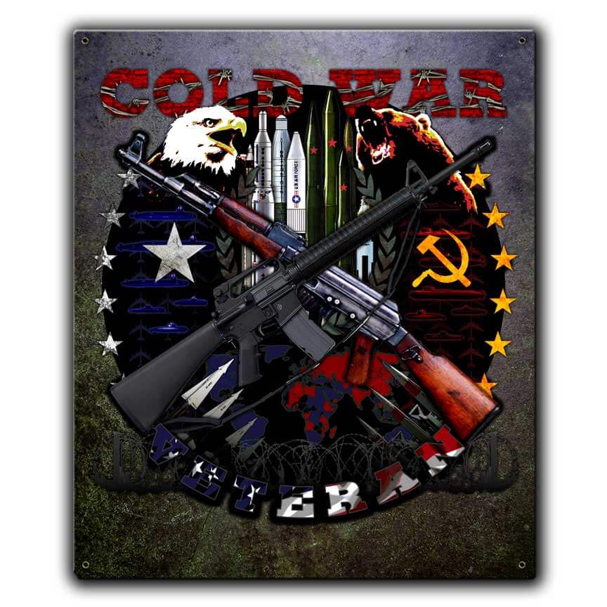 Cold War Veteran Devil Dog Military Custom 12 x 15 Vintage Sign